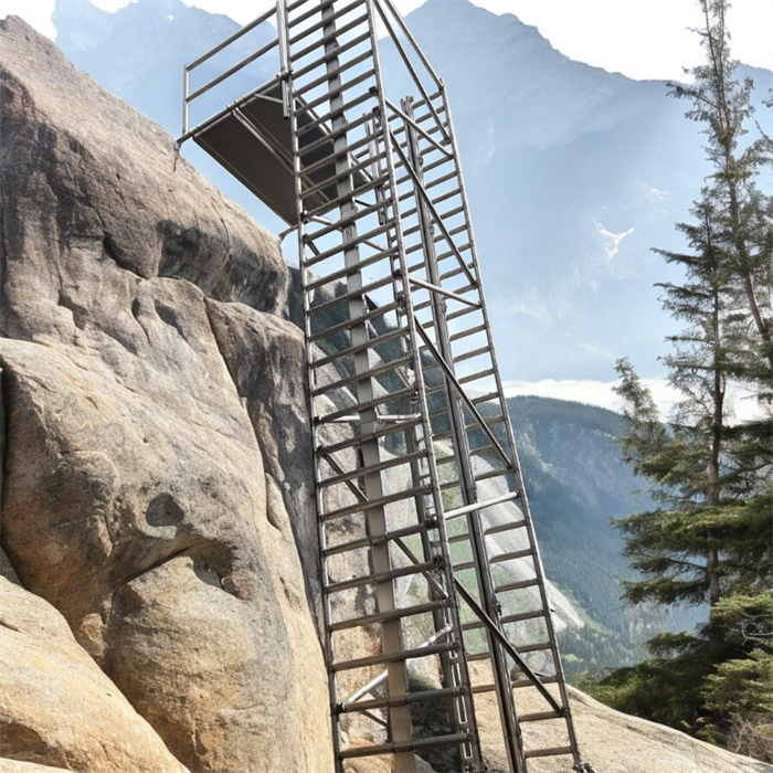 Mobile scaffold lift with step-out console